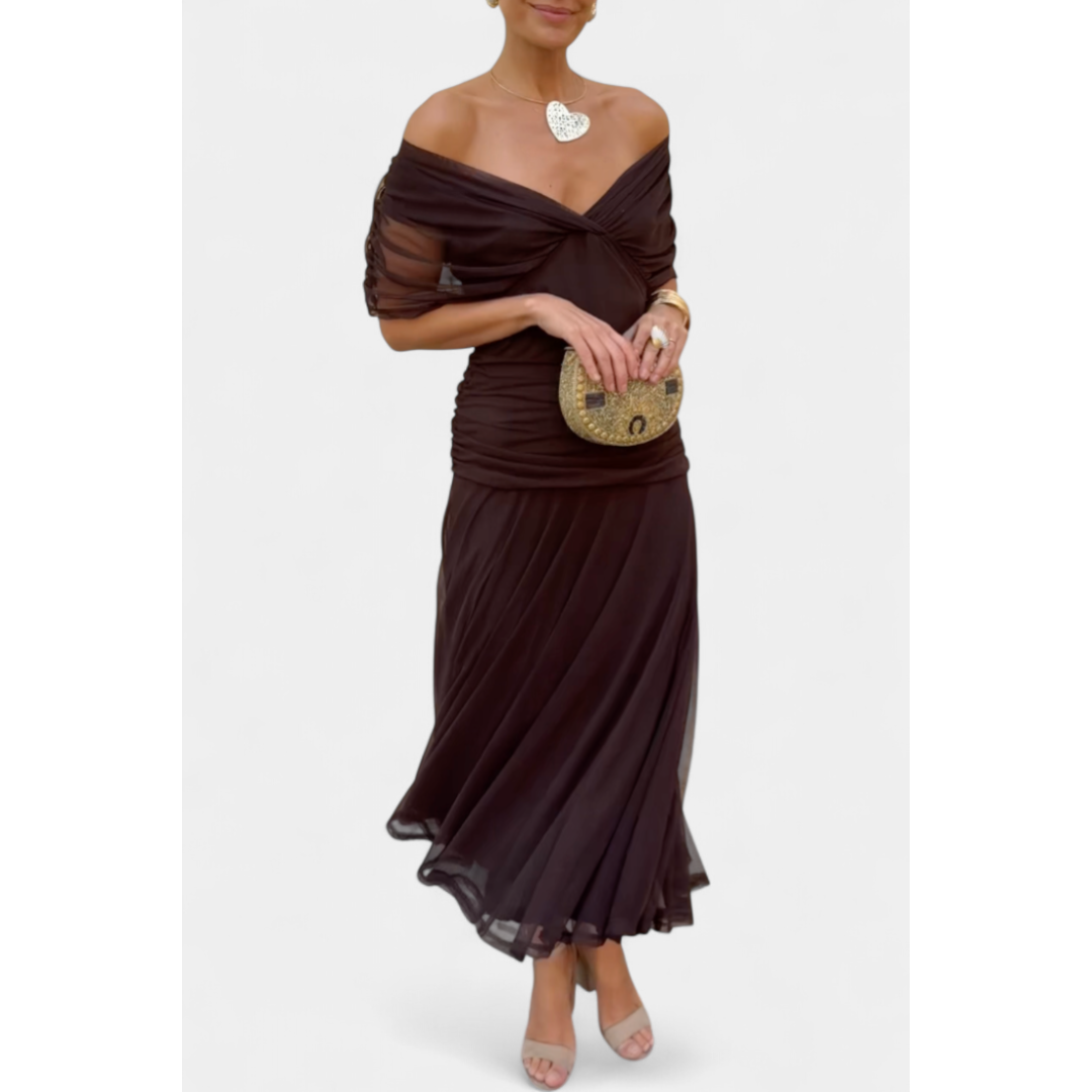 Women's Elegant Off Shoulder Wedding Guest Dress