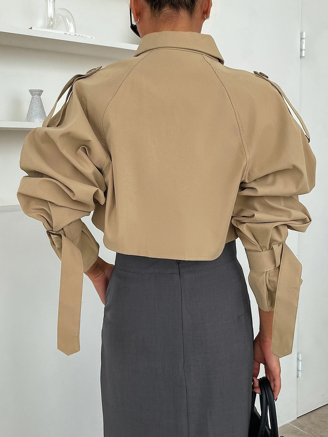 Women's Cropped Trench Jacket | Belted Cuffs