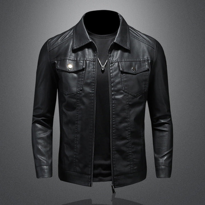 Men’s Casual Collared Moto Jacket | Zip Up