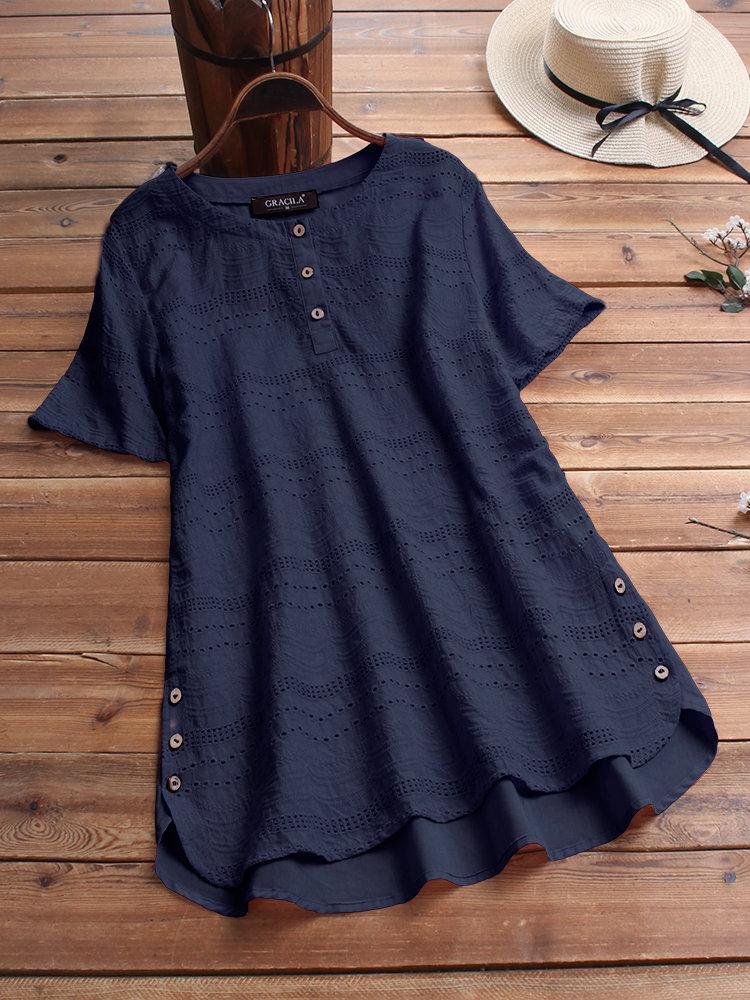 Women's Henley Summer Blouse | Short Sleeve