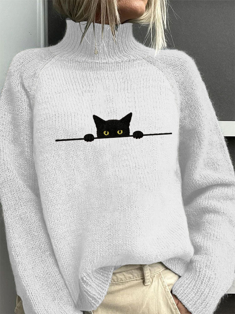 Women's Winter Graphic Knit Sweater | Turtleneck