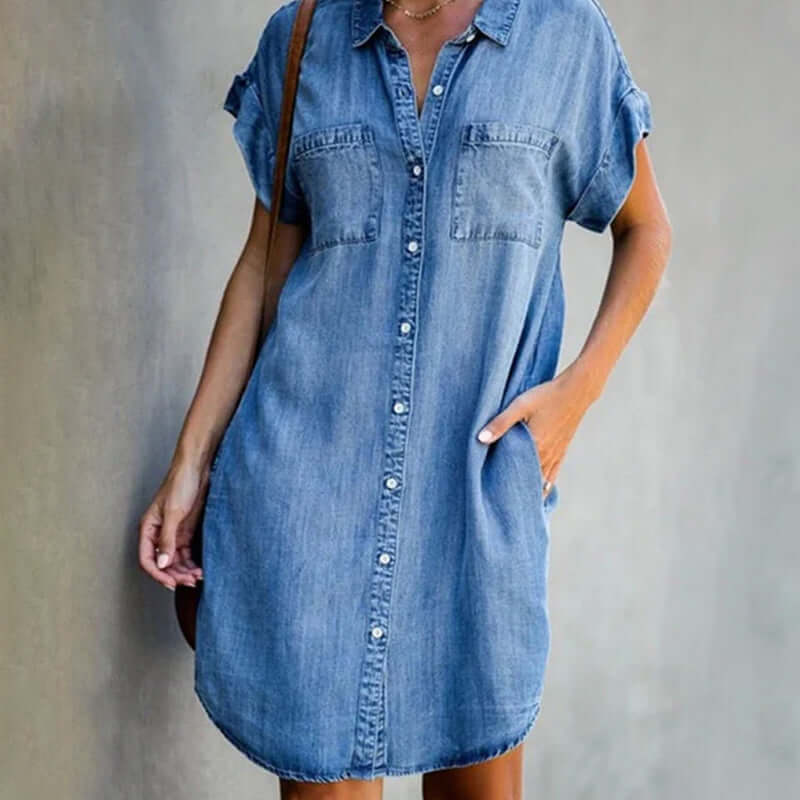 Women’s Short Sleeve Casual Shirt Dress | Mini