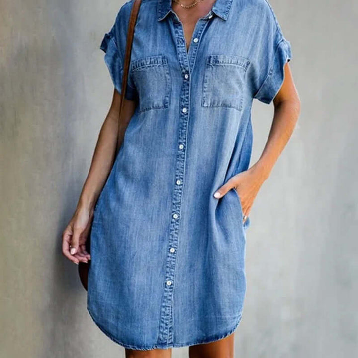 Women’s Short Sleeve Casual Shirt Dress | Mini