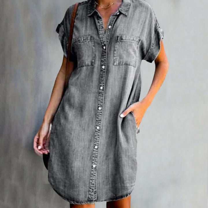 Women’s Short Sleeve Casual Shirt Dress | Mini