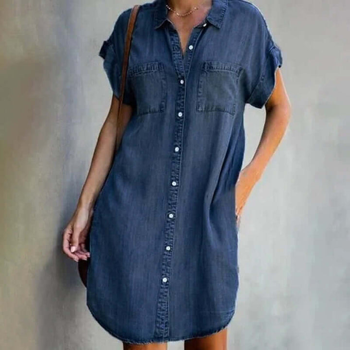 Women’s Short Sleeve Casual Shirt Dress | Mini