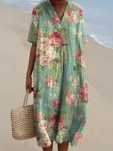 Women’s Flowy Floral Beach Summer Dress | Midi