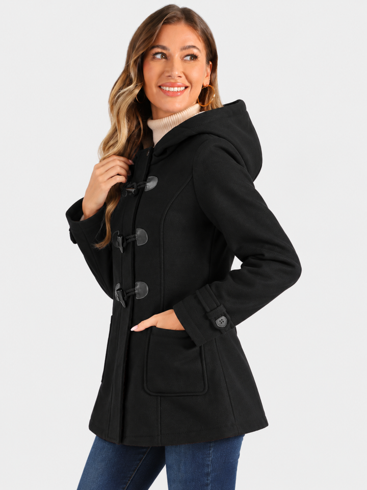 Duffle-coat long et chaud à capuche pour femme | hiver
