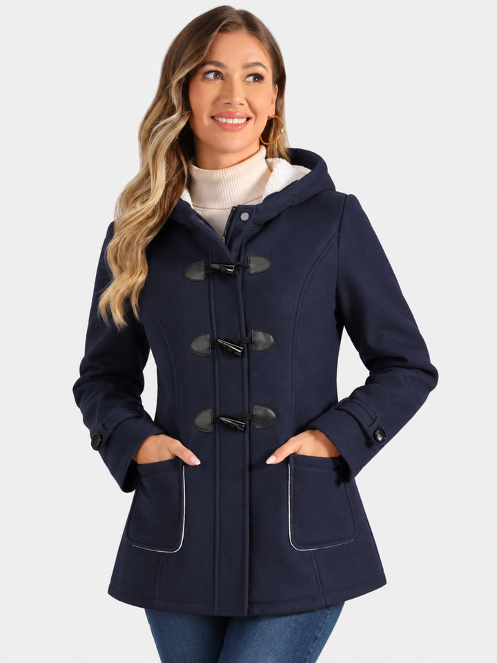 Duffle-coat long et chaud à capuche pour femme | hiver