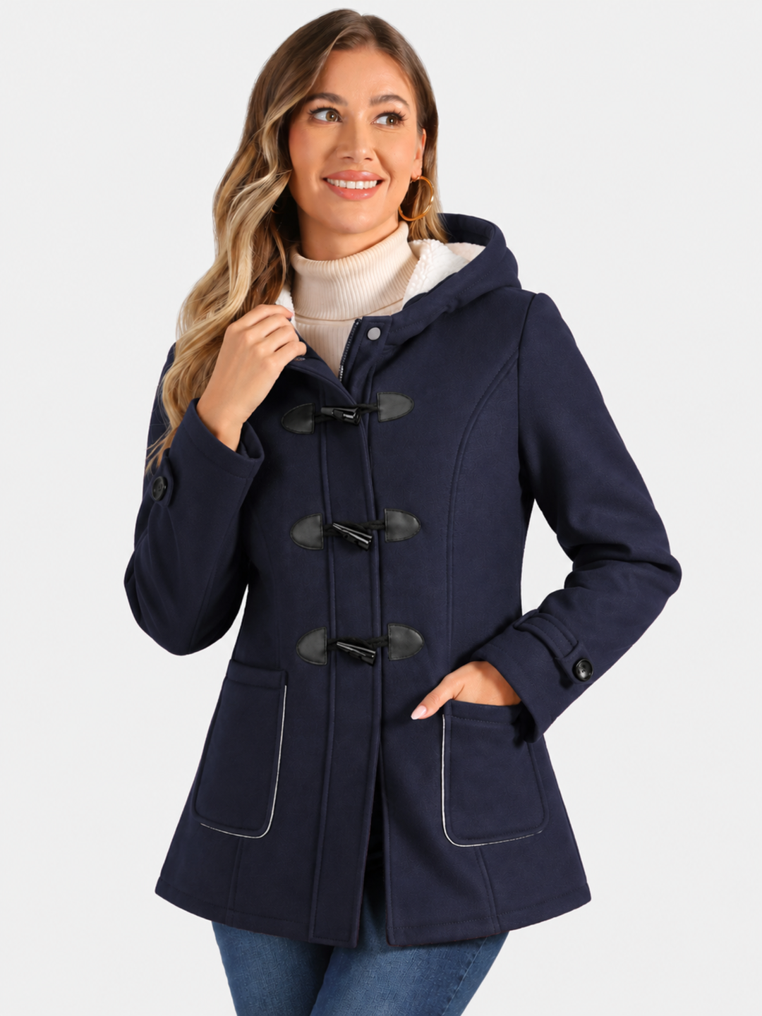 Duffle-coat long et chaud à capuche pour femme | hiver