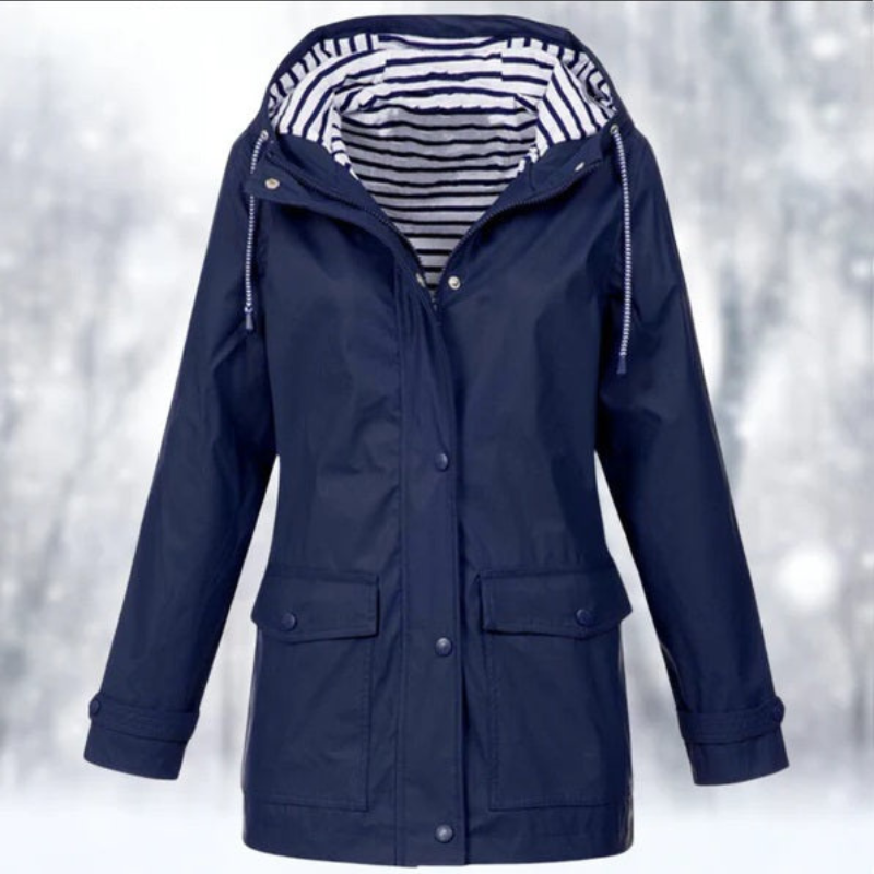 Women's Button Down Rain Jacket | Hooded