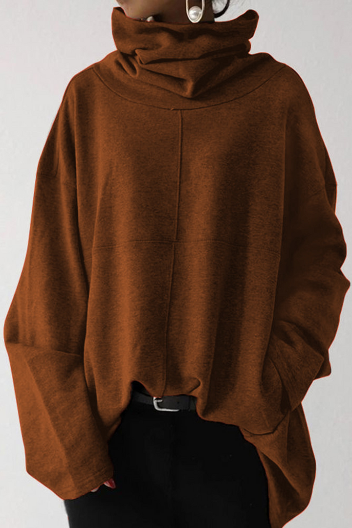 Sweat à capuche oversize pour femme à col cheminée | Hiver