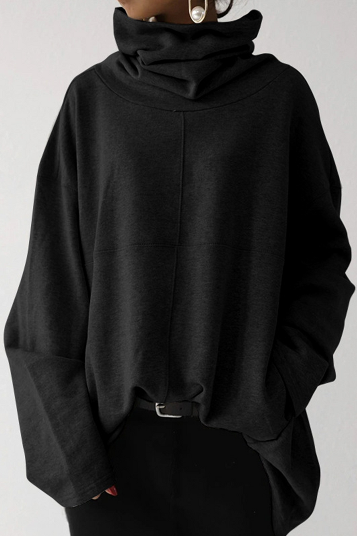 Sweat à capuche oversize pour femme à col cheminée | Hiver