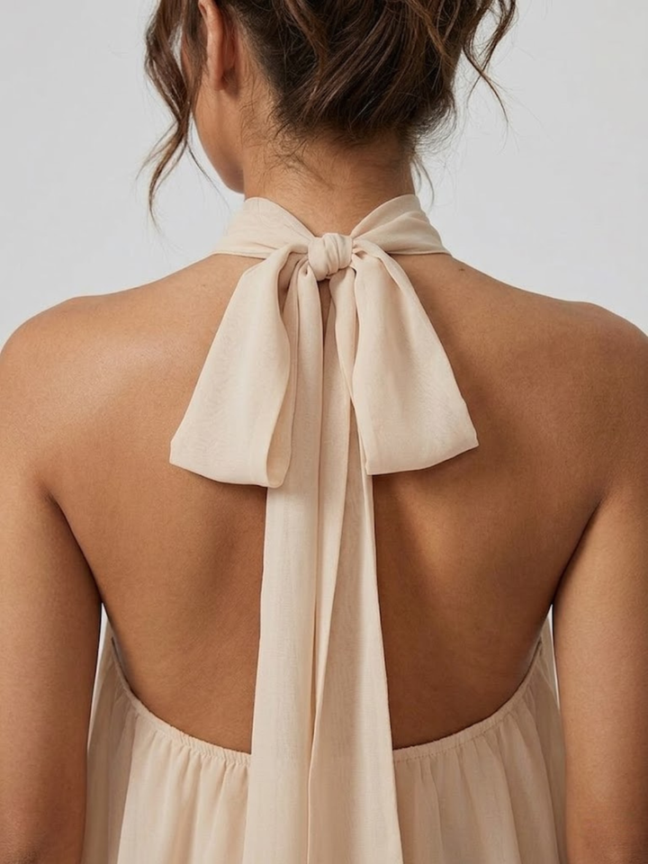Women's Chique Tiered Ruffles Mock Neck Halter Party Dress | Mini