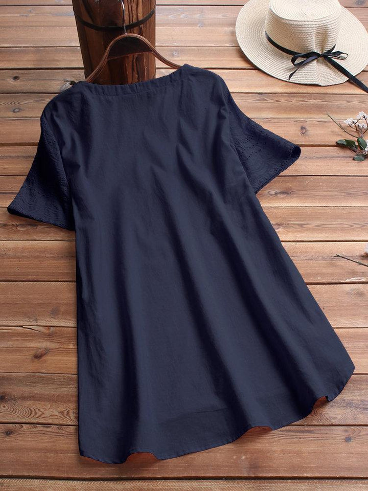 Women's Henley Summer Blouse | Short Sleeve