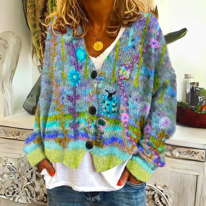 Women's Knitted Patterned Cardigan | Oversized