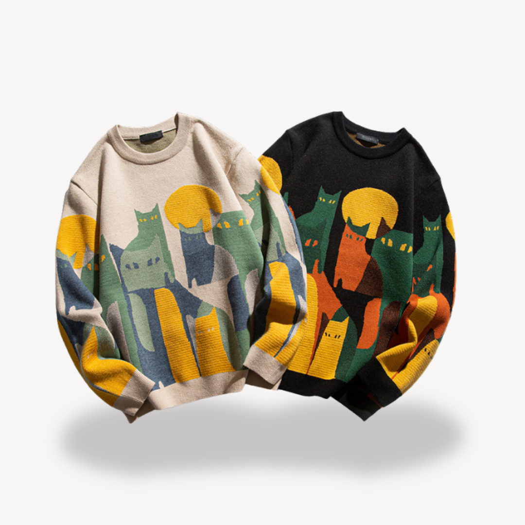Pull tricoté à motifs pour homme | Col rond