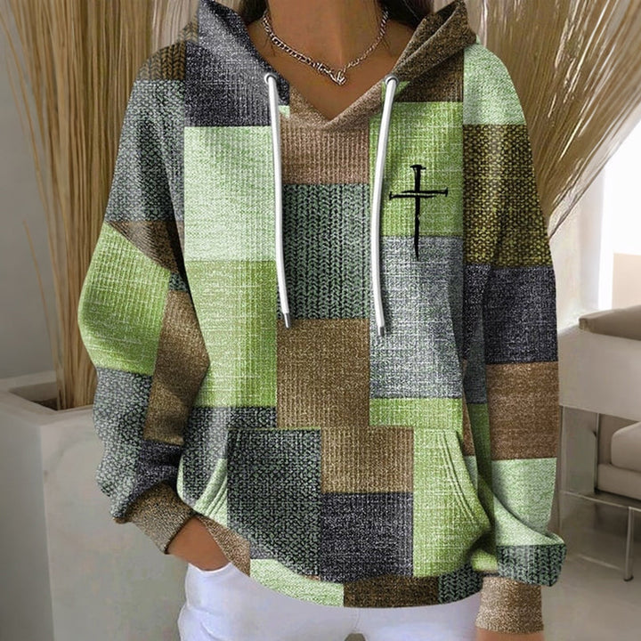Sweat à capuche graphique côtelé oversize pour femme | Hiver