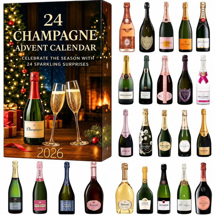 Calendrier de l’Avent avec décorations en forme de bouteilles de champagne | Noël