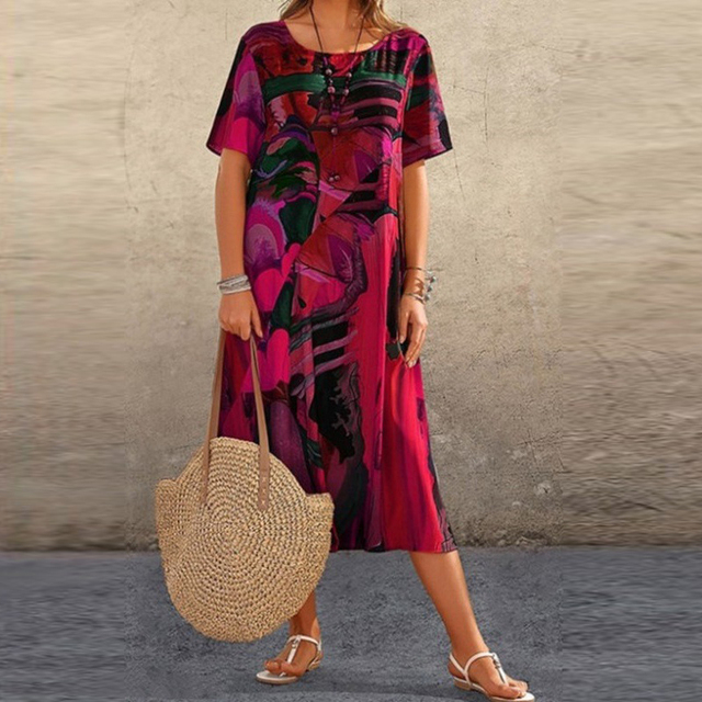 Women’s Short Sleeve Vacation Dress | Midi