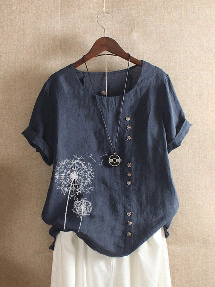 Women's Summer Round Neck Blouse | Short Sleeve