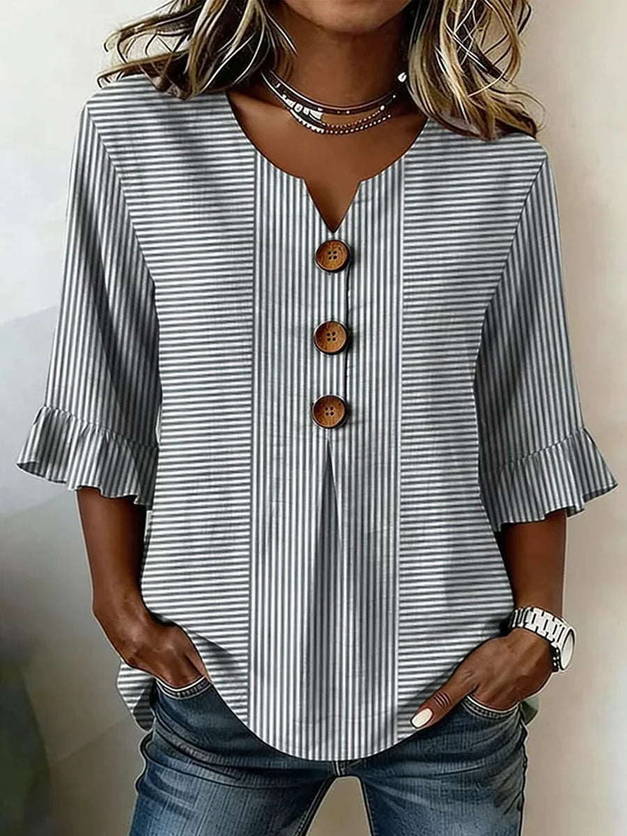 Women's Casual Striped Blouse | 3/4 Sleeve