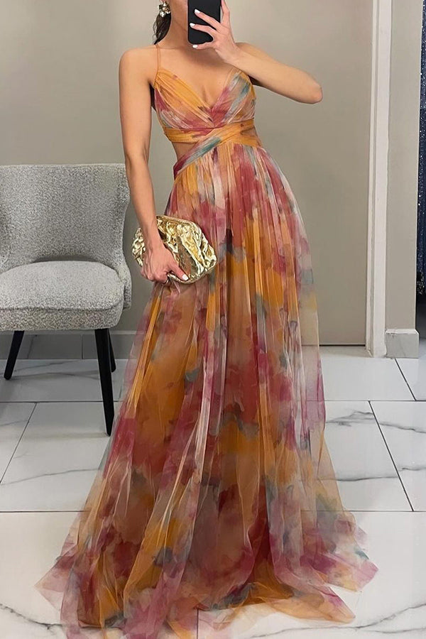 Women's Elegant Wedding Guest A-Line Flared Flowy Dress | Maxi