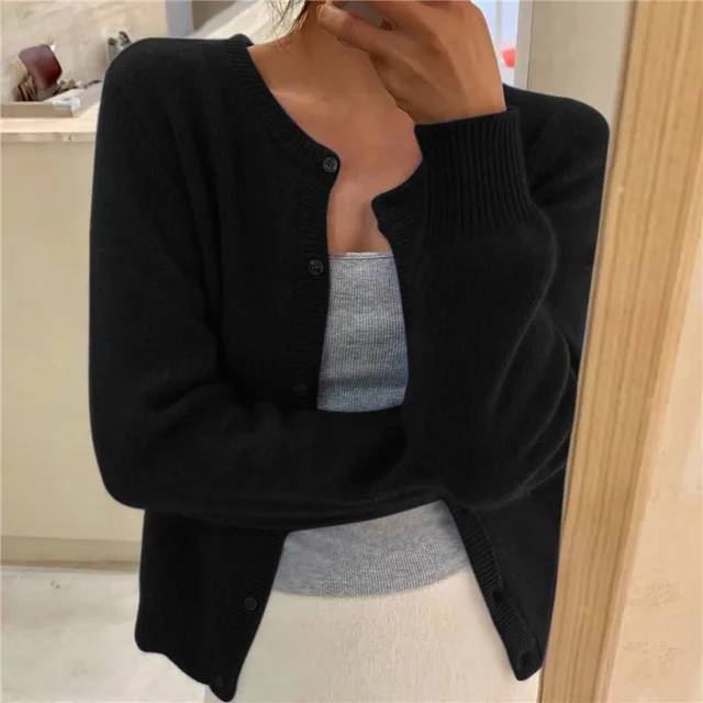 Cardigan tricoté boutonné pour femme | Côtelé