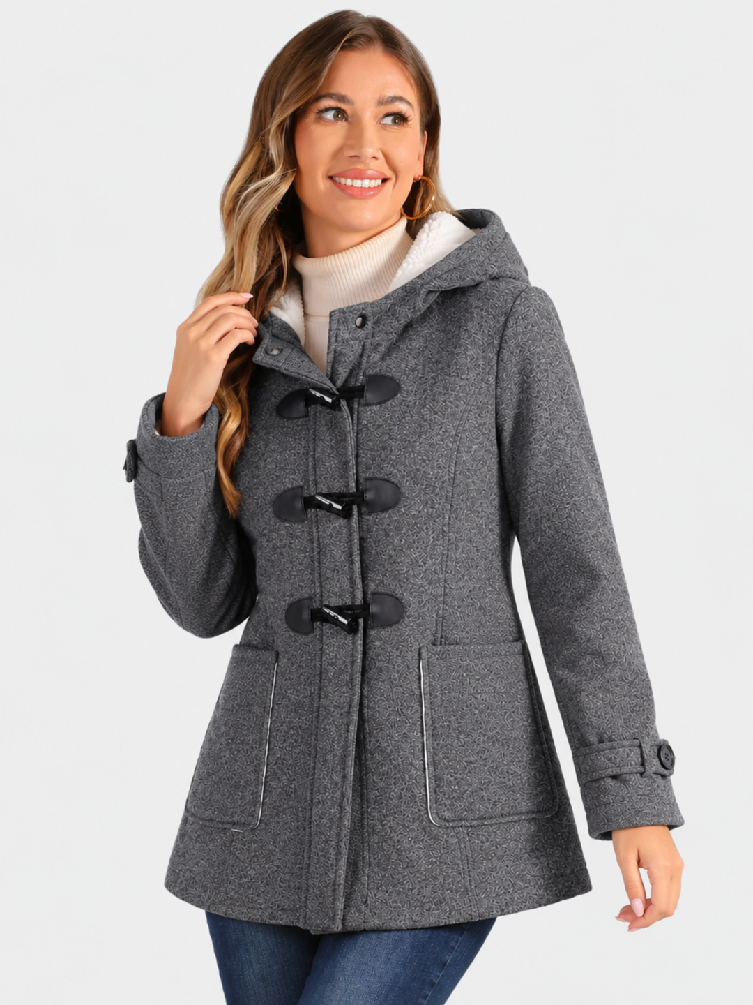 Duffle-coat long et chaud à capuche pour femme | hiver