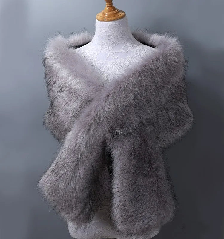 Châle d’hiver en fourrure pour femme | Étole