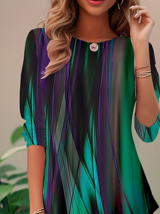 Women's Casual 3/4 Sleeves Blouse | Abstract Print