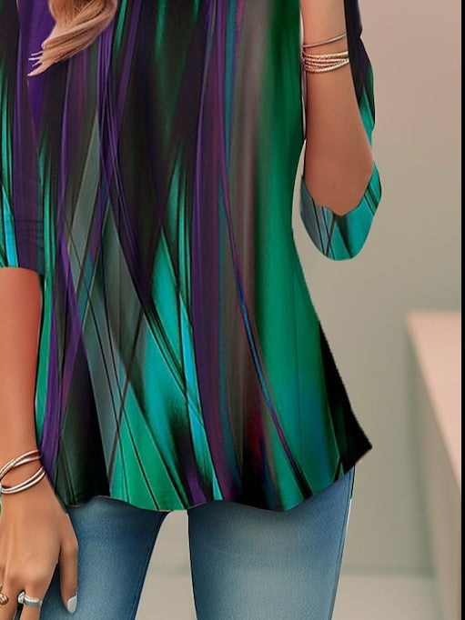 Women's Casual 3/4 Sleeves Blouse | Abstract Print