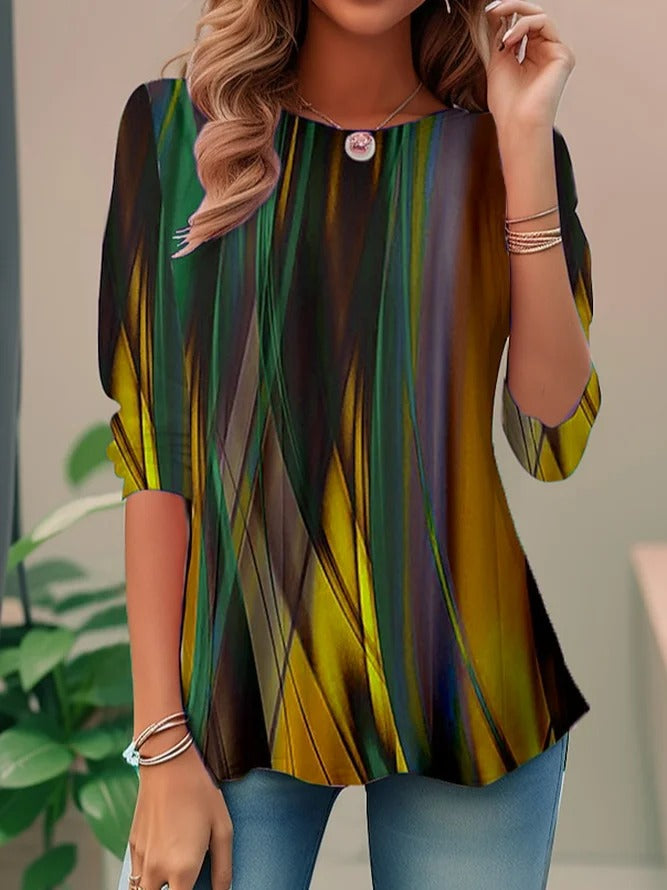 Women's Casual 3/4 Sleeves Blouse | Abstract Print