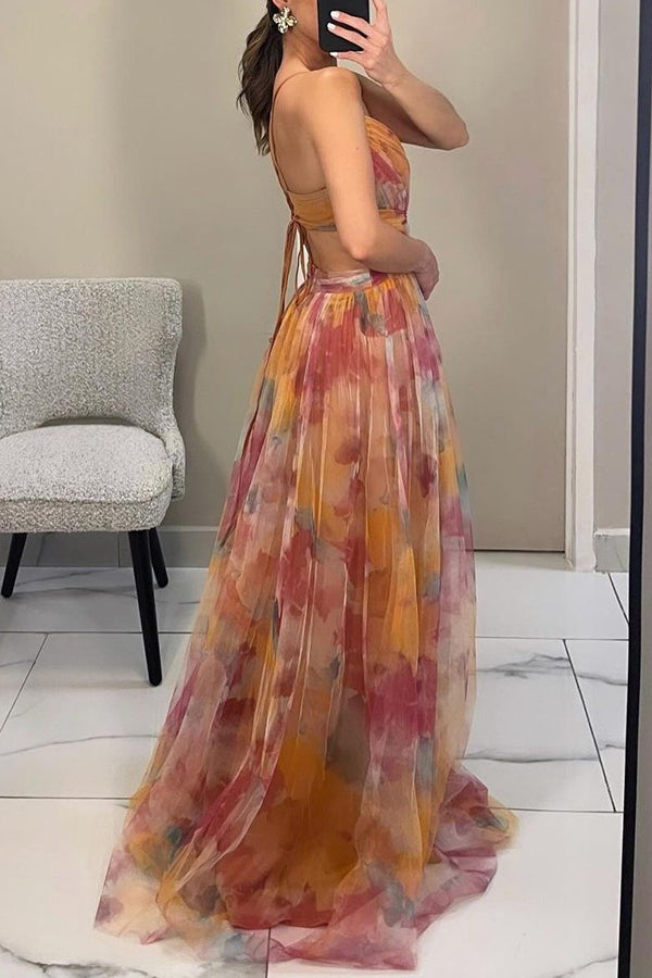 Women's Elegant Wedding Guest A-Line Flared Flowy Dress | Maxi