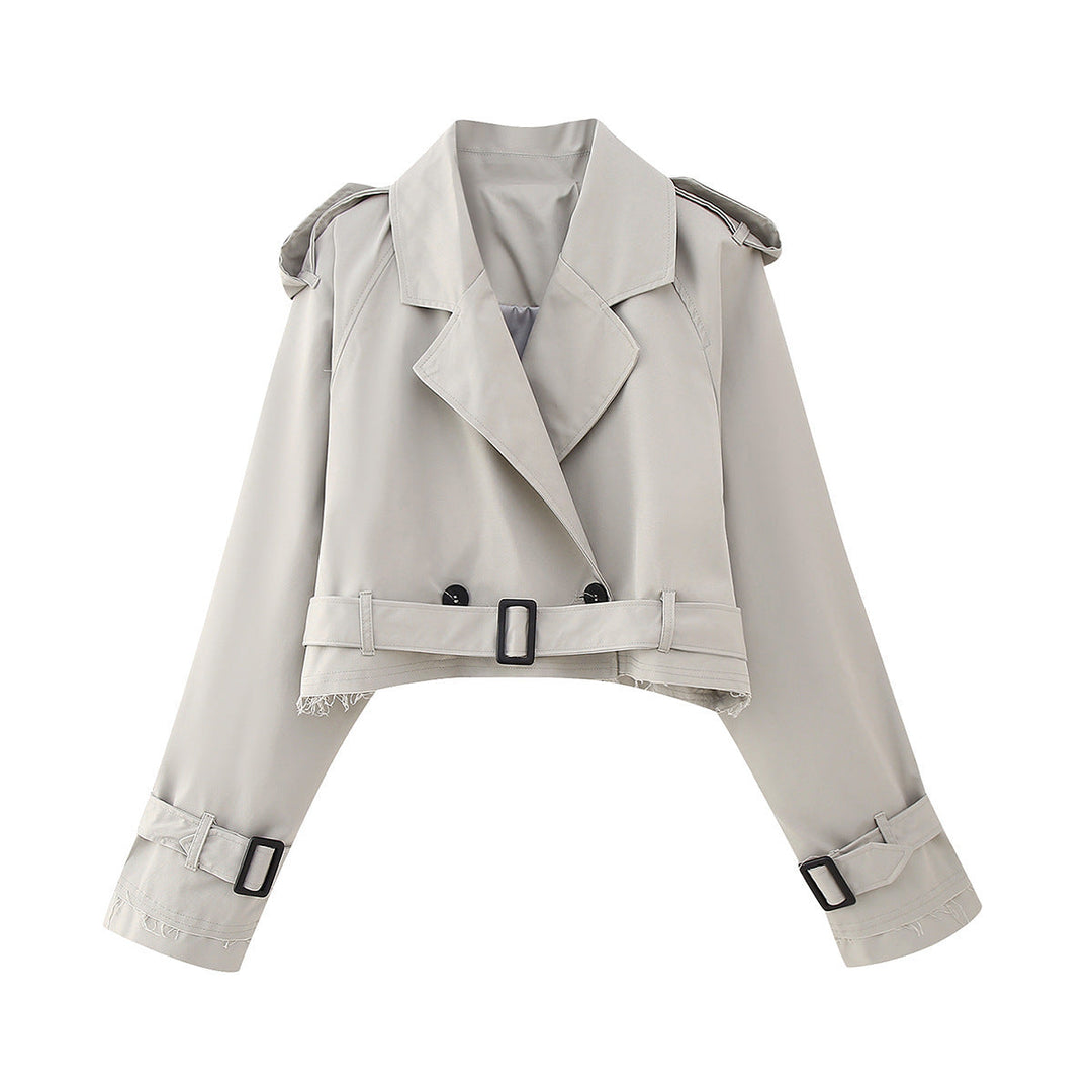 Women's Cropped Double-Breasted Trench Jacket | Belted