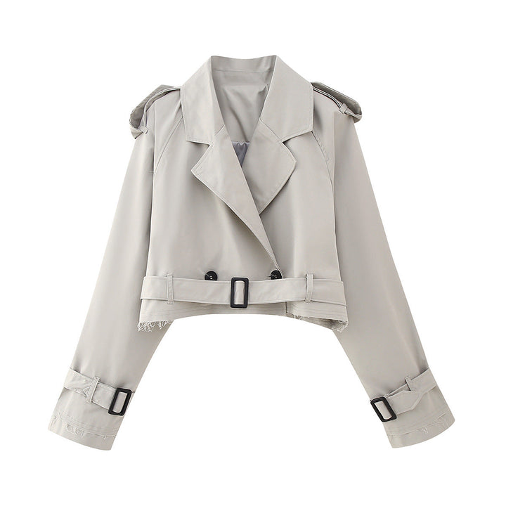Women's Cropped Double-Breasted Trench Jacket | Belted