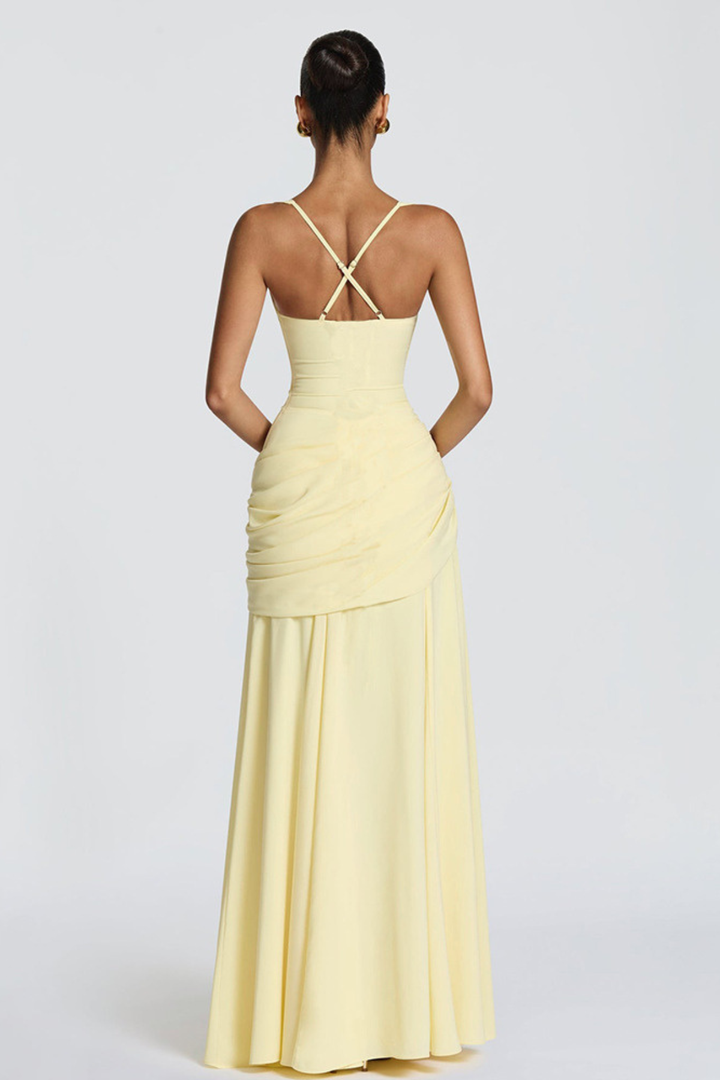 Women's Elegant Draped Wedding Guest Dress | Maxi