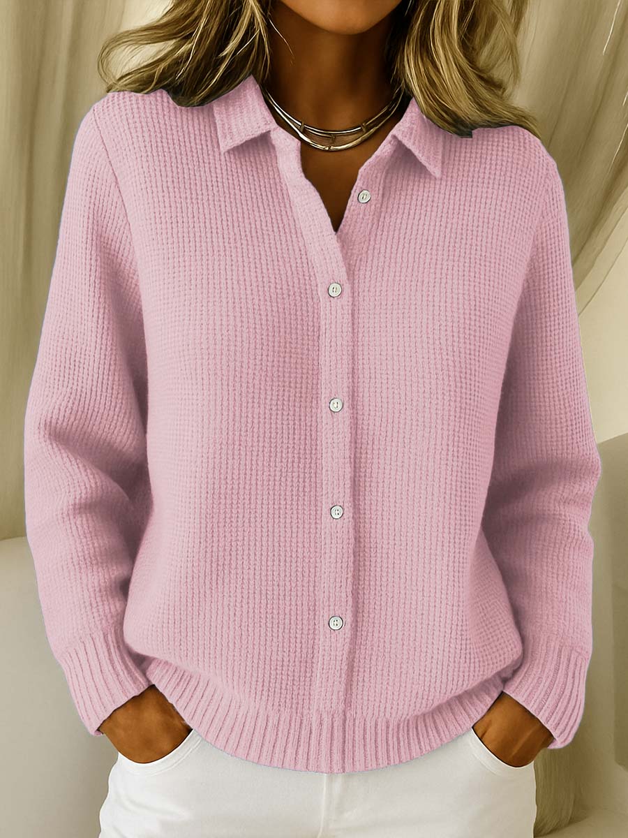 Women's Knitted Button Up Cardigan | Collared