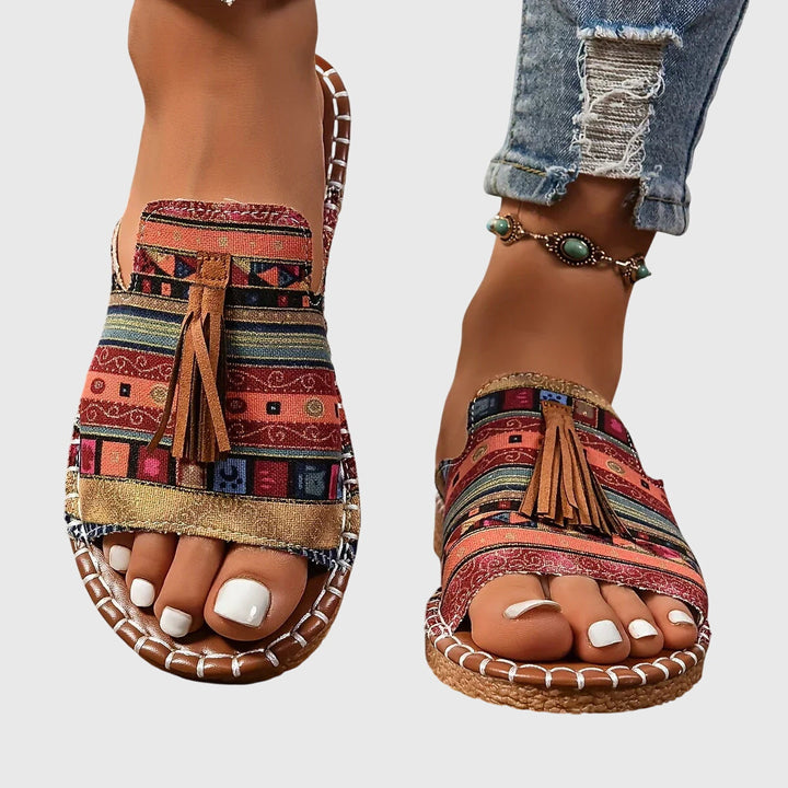 Women's Boho Slide Sandals | Tassel Detail