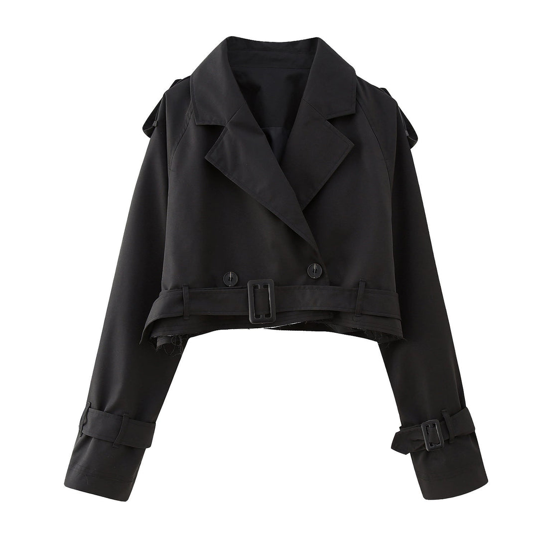 Women's Cropped Double-Breasted Trench Jacket | Belted