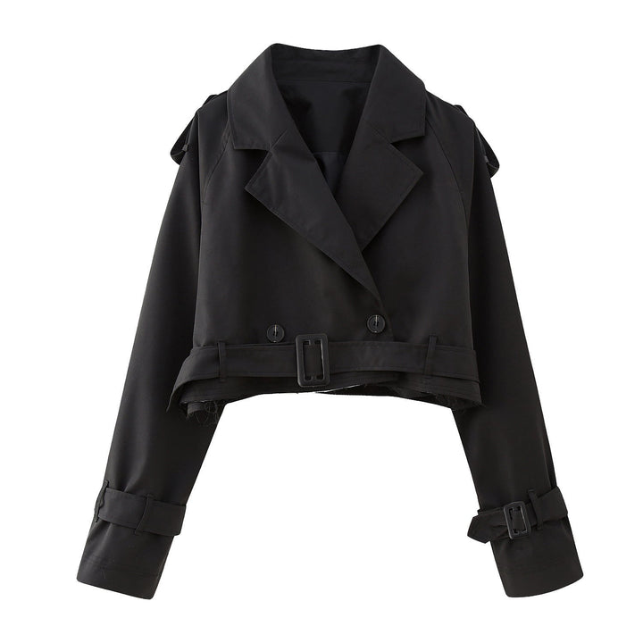 Women's Cropped Double-Breasted Trench Jacket | Belted