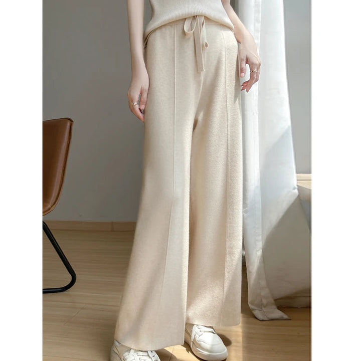 Pantalon décontracté ample à jambes larges pour femme | Cordon