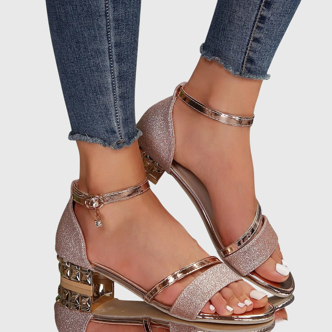 Women's Evening Heeled Sandals | Low Heel