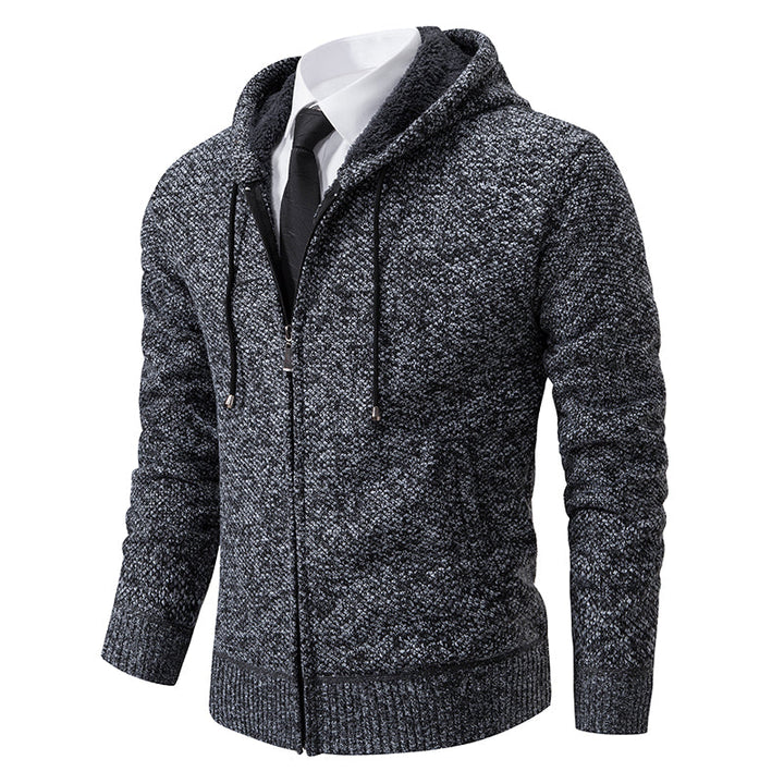 Veste en maille zippée à capuche pour homme | Hiver