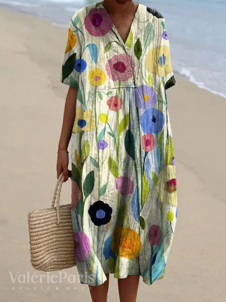Women’s Flowy Floral Beach Summer Dress | Midi