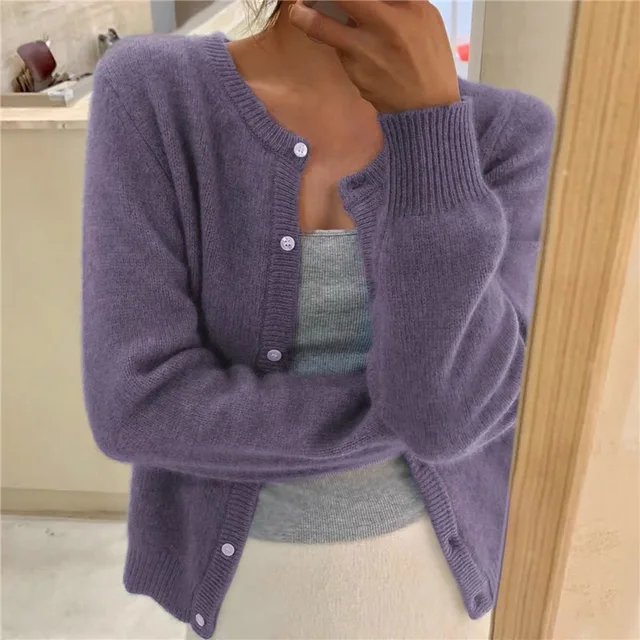 Cardigan tricoté boutonné pour femme | Côtelé
