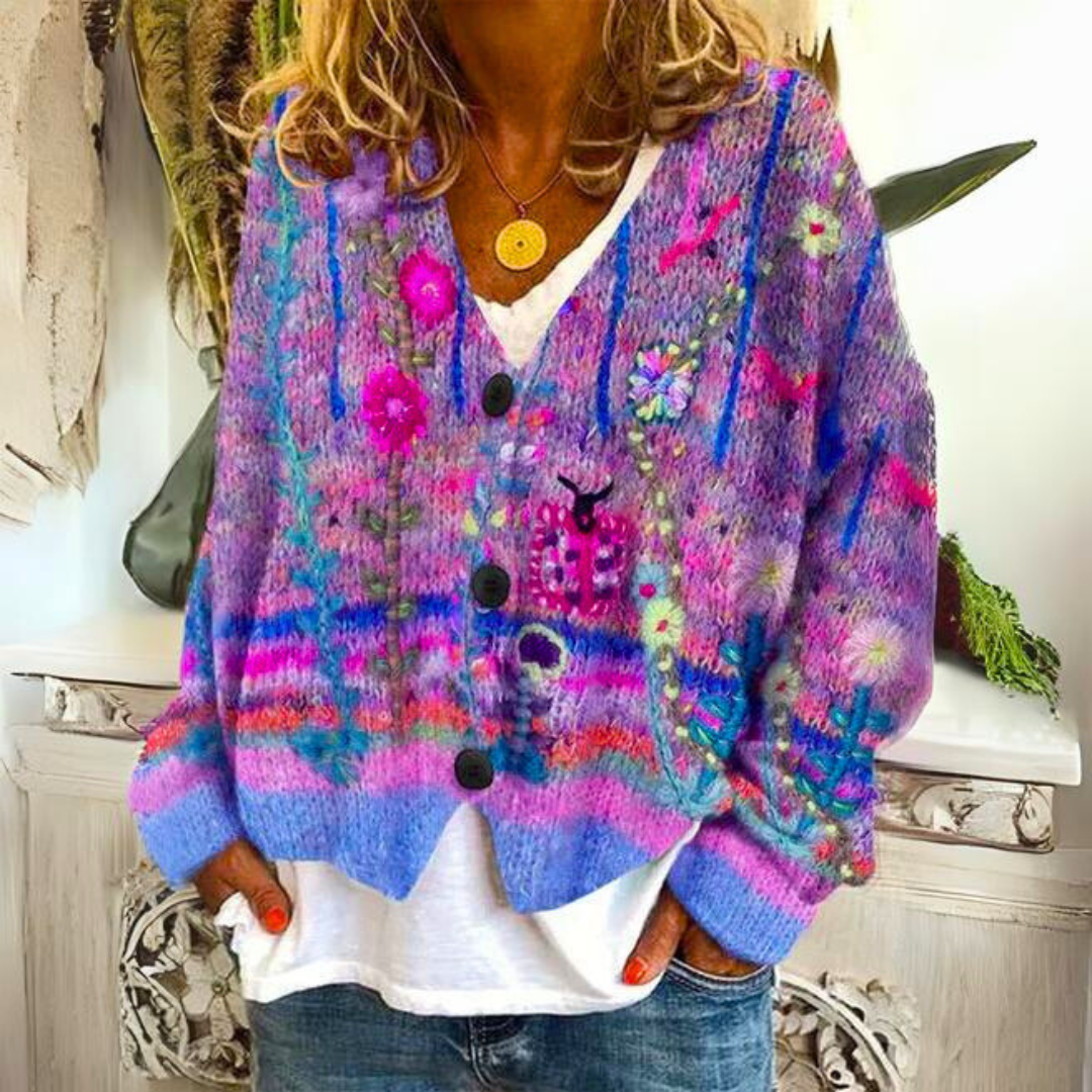 Women's Knitted Patterned Cardigan | Oversized