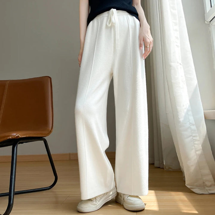 Pantalon décontracté ample à jambes larges pour femme | Cordon