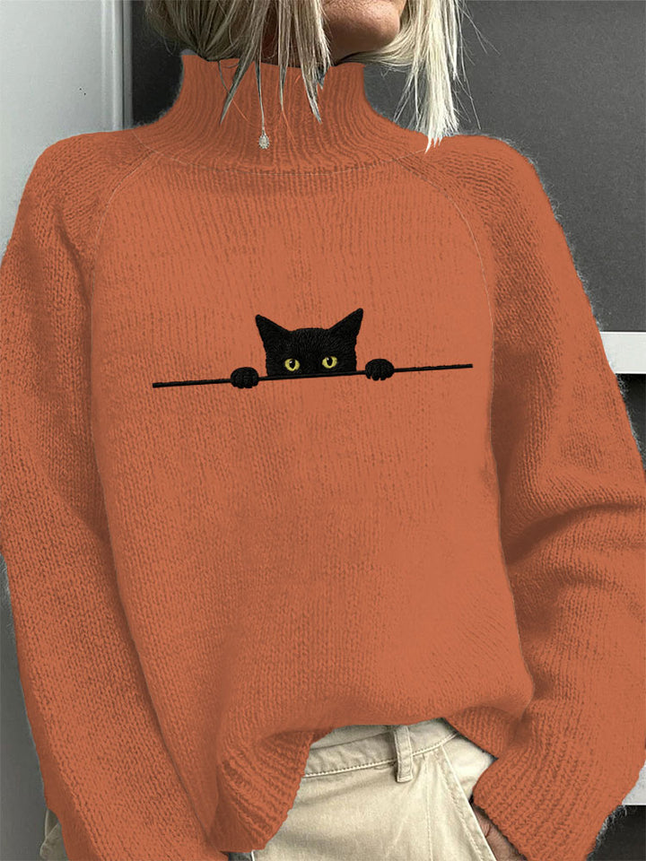 Women's Winter Graphic Knit Sweater | Turtleneck