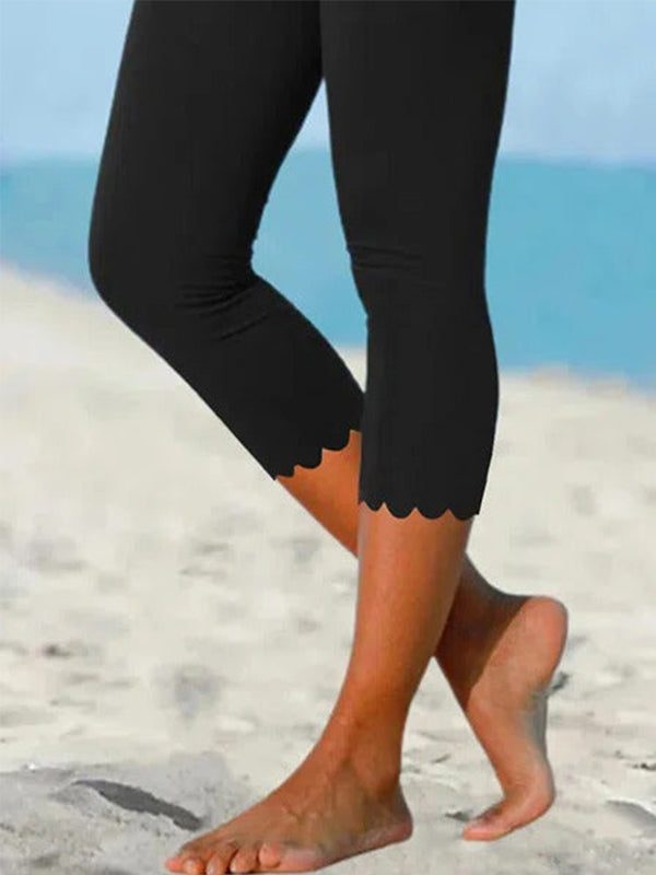 Women's Capri Summer Leggings | Scalloped Hem