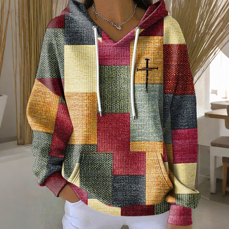 Sweat à capuche graphique côtelé oversize pour femme | Hiver